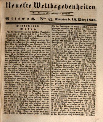 Neueste Weltbegebenheiten (Kemptner Zeitung) Mittwoch 14. März 1838