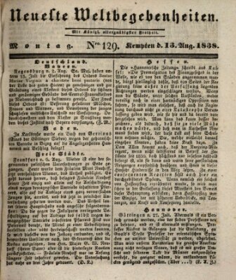 Neueste Weltbegebenheiten (Kemptner Zeitung) Montag 13. August 1838
