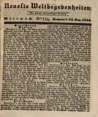 Neueste Weltbegebenheiten (Kemptner Zeitung) Mittwoch 22. August 1838