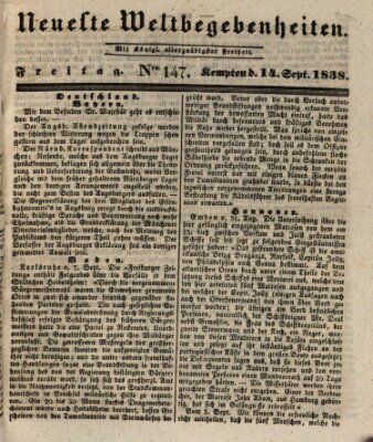 Neueste Weltbegebenheiten (Kemptner Zeitung) Freitag 14. September 1838