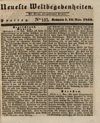 Neueste Weltbegebenheiten (Kemptner Zeitung) Freitag 16. November 1838