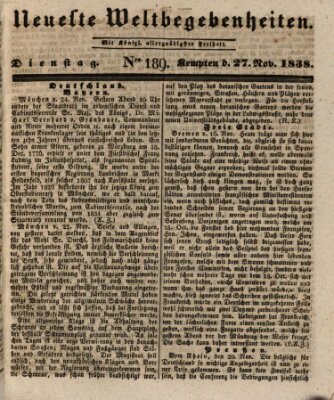 Neueste Weltbegebenheiten (Kemptner Zeitung) Dienstag 27. November 1838