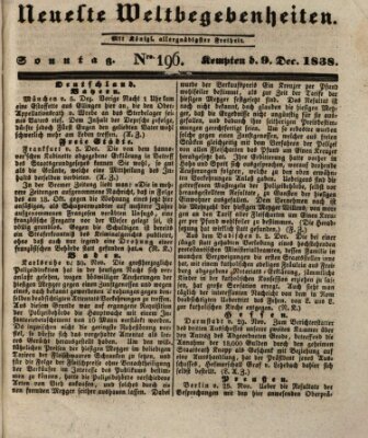 Neueste Weltbegebenheiten (Kemptner Zeitung) Sonntag 9. Dezember 1838