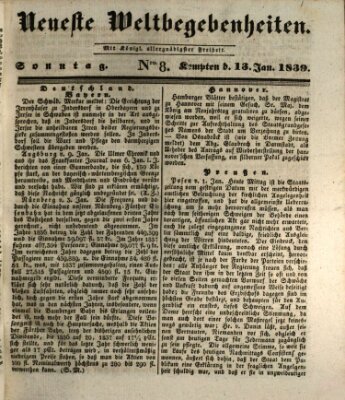 Neueste Weltbegebenheiten (Kemptner Zeitung) Sonntag 13. Januar 1839