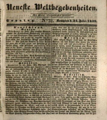 Neueste Weltbegebenheiten (Kemptner Zeitung) Sonntag 24. Februar 1839