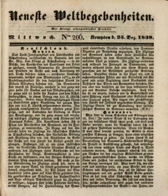Neueste Weltbegebenheiten (Kemptner Zeitung) Mittwoch 25. Dezember 1839