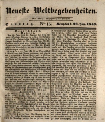 Neueste Weltbegebenheiten (Kemptner Zeitung) Sonntag 26. Januar 1840