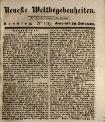 Neueste Weltbegebenheiten (Kemptner Zeitung) Sonntag 26. Juli 1840