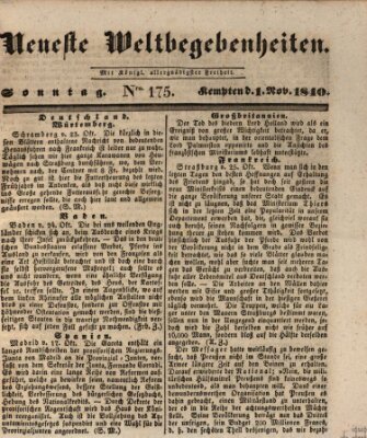 Neueste Weltbegebenheiten (Kemptner Zeitung) Sonntag 1. November 1840