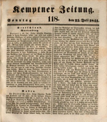 Kemptner Zeitung Sonntag 25. Juli 1841