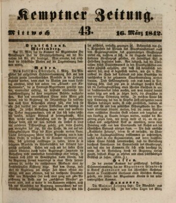 Kemptner Zeitung Mittwoch 16. März 1842