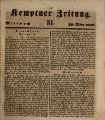 Kemptner Zeitung Mittwoch 30. März 1842
