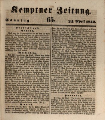 Kemptner Zeitung Sonntag 24. April 1842