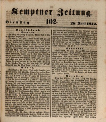 Kemptner Zeitung Dienstag 28. Juni 1842