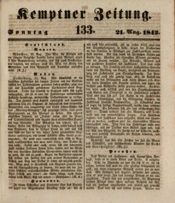 Kemptner Zeitung Sonntag 21. August 1842