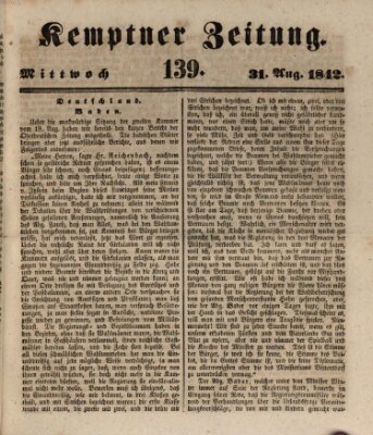 Kemptner Zeitung Mittwoch 31. August 1842