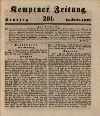 Kemptner Zeitung Sonntag 18. Dezember 1842