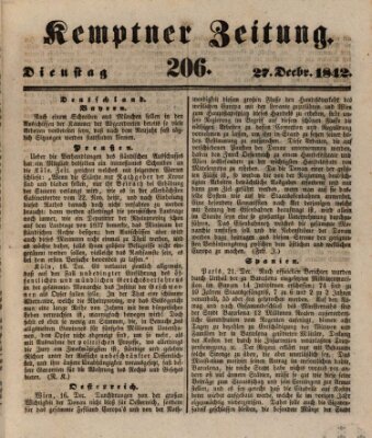Kemptner Zeitung Dienstag 27. Dezember 1842