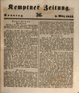 Kemptner Zeitung Sonntag 3. März 1844