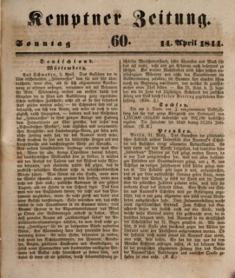 Kemptner Zeitung Sonntag 14. April 1844