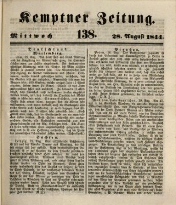 Kemptner Zeitung Mittwoch 28. August 1844