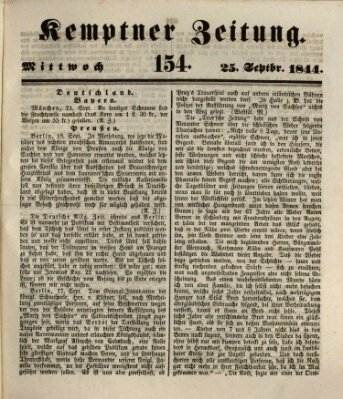 Kemptner Zeitung Mittwoch 25. September 1844