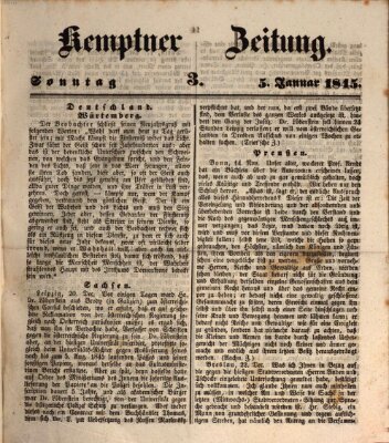 Kemptner Zeitung Sonntag 5. Januar 1845