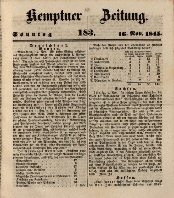 Kemptner Zeitung Sonntag 16. November 1845