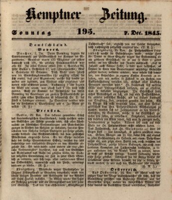Kemptner Zeitung Sonntag 7. Dezember 1845