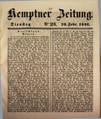 Kemptner Zeitung Dienstag 10. Februar 1846
