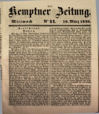 Kemptner Zeitung Mittwoch 18. März 1846