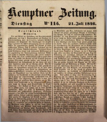 Kemptner Zeitung Dienstag 21. Juli 1846