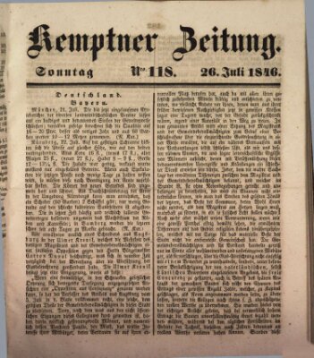 Kemptner Zeitung Sonntag 26. Juli 1846
