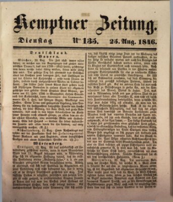 Kemptner Zeitung Dienstag 25. August 1846