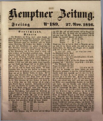 Kemptner Zeitung Freitag 27. November 1846