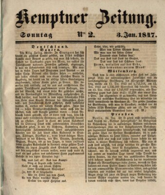 Kemptner Zeitung Sonntag 3. Januar 1847