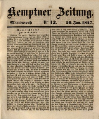Kemptner Zeitung Mittwoch 20. Januar 1847