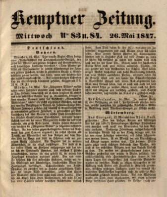 Kemptner Zeitung Mittwoch 26. Mai 1847