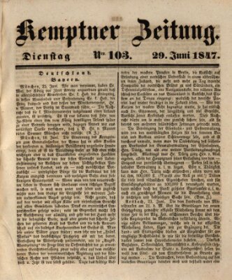 Kemptner Zeitung Dienstag 29. Juni 1847