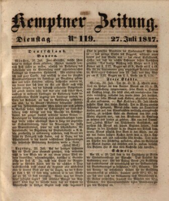 Kemptner Zeitung Dienstag 27. Juli 1847