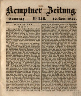 Kemptner Zeitung Sonntag 12. September 1847