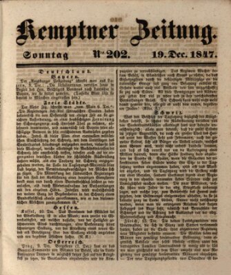Kemptner Zeitung Sonntag 19. Dezember 1847