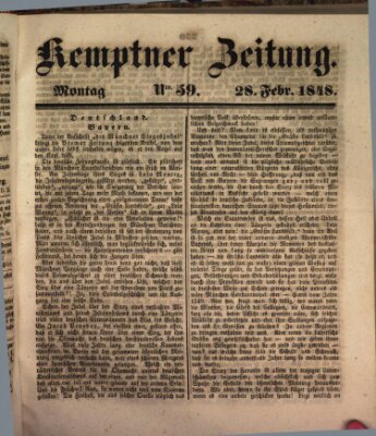 Kemptner Zeitung Montag 28. Februar 1848
