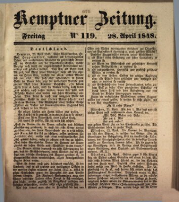 Kemptner Zeitung Freitag 28. April 1848