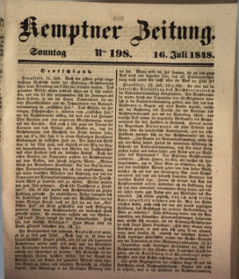 Kemptner Zeitung Sonntag 16. Juli 1848