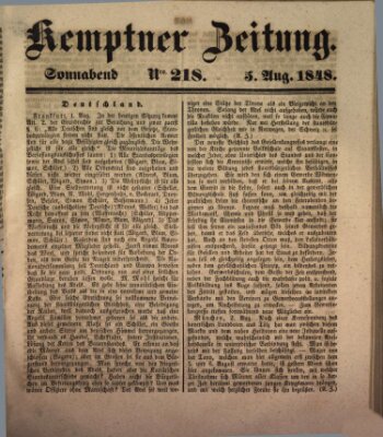 Kemptner Zeitung Samstag 5. August 1848