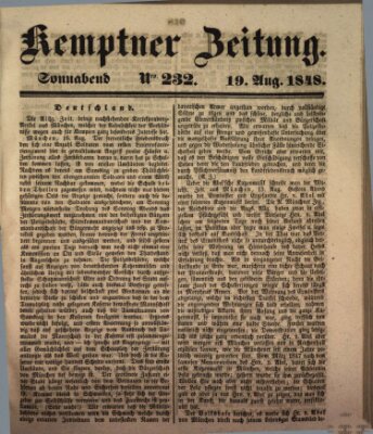 Kemptner Zeitung Samstag 19. August 1848