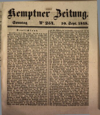 Kemptner Zeitung Sonntag 10. September 1848