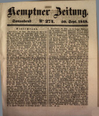 Kemptner Zeitung Samstag 30. September 1848