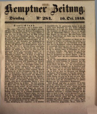 Kemptner Zeitung Dienstag 10. Oktober 1848